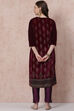 Purple Velvet Straight Kurta image number 4